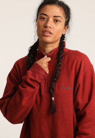 VINTAGE COLUMBIA EMBROIDERED LOGO 1/4 ZIP SWEATSHIRT