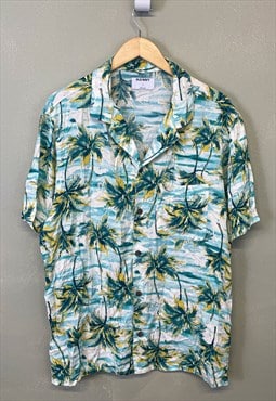 Vintage Old Navy Hawaiian Shirt Multicolour Palm Tree Print