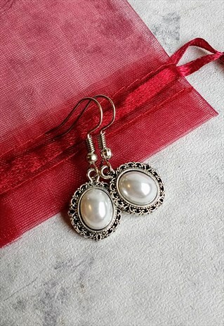 ANTIQUE-STYLE FAUX PEARL EARRINGS