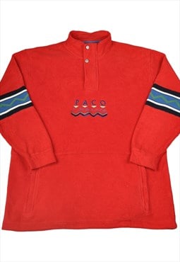 Vintage Fleece 1/4 Zip Block Colour Red Medium