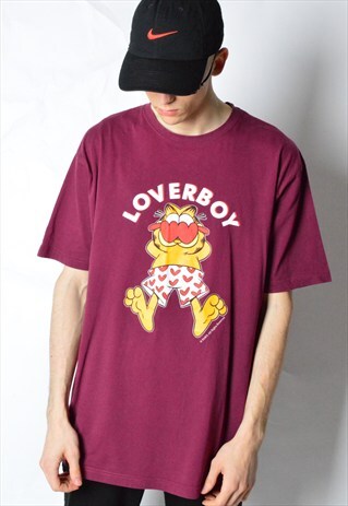 BURGUNDY GARFIELD LOVER BOY FESTIVAL T-SHIRT