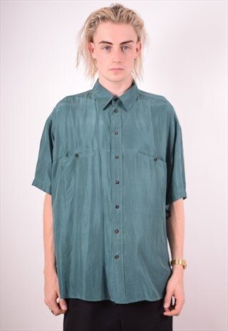 CACHAREL MENS VINTAGE SHIRT LARGE GREEN 90S