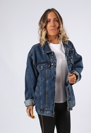 DENIM JACKET OVERSIZED FITTED VINTAGE UK 20 (C1N)