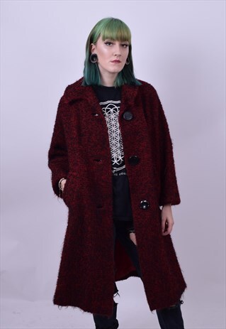 VINTAGE 60'S WOOL MIX OVERCOAT GRANNY COAT SIZE LARGE