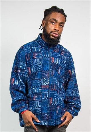 VINTAGE AZTEC PATTERN FLEECE JACKET