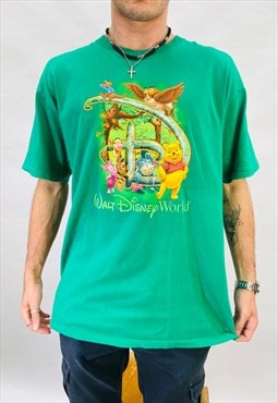 Vintage Size XL Rare Disney World Pooh T Shirt In Green