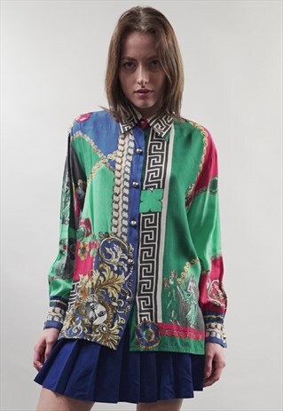 VINTAGE 80'S MULTICOLOUR ANCIENT GREEK DETAIL SHIRT