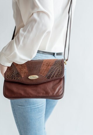 VINTAGE 70S BOHO SHOULDER BAG WITH REPTILE PATTERN