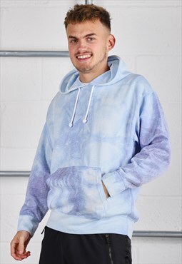 Vintage Nike Hoodie in Blue Tie Dye Pullover Jumper Small
