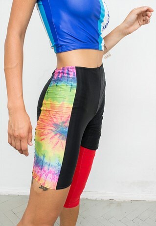 VINTAGE LEGGING SHORTS BLACK TIE DYE WOMEN'S ATHLETIC