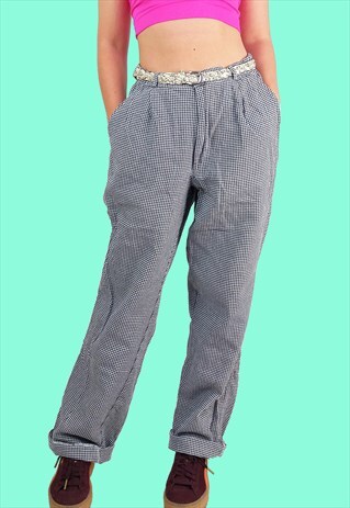 VINTAGE 80'S HIGH WAIST HOUNDS-TOOTH CARROT PANTS