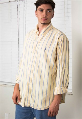 VINTAGE POLO RALPH LAUREN SHIRT STRIPED LOGO 90S XL 12