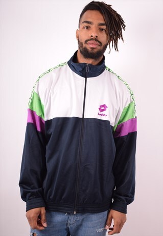 LOTTO MENS VINTAGE TRACKSUIT TOP JACKET XXL MULTI 90S