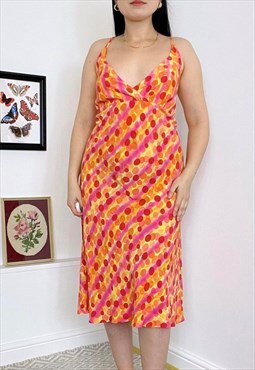 2000s Pink & Orange Pattern Dress