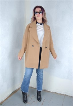 Vintage y2k tailored light trench coat jacket in brown cream