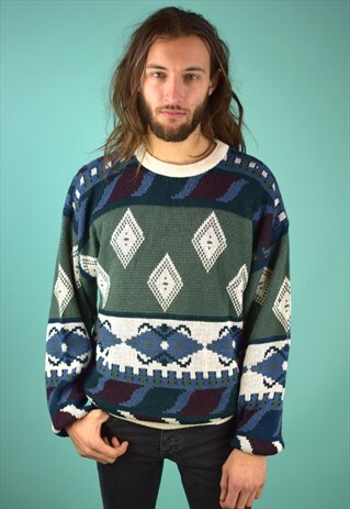 VINTAGE 90'S PATTERNED KNIT JUMPER