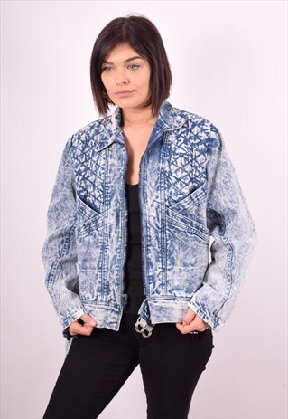 WOMENS VINTAGE DENIM JACKET MEDIUM BLUE 90S