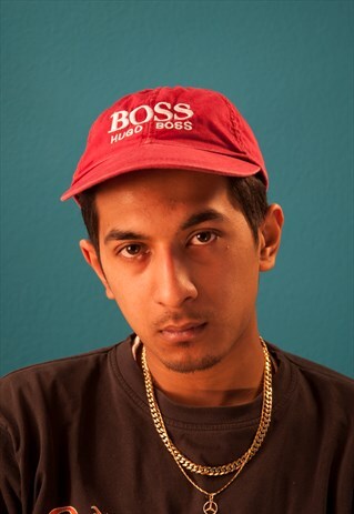 VINTAGE BURGUNDY BOSS HUGO BOSS SNAPBACK CAP HAT