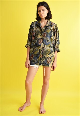 90'S RETRO ABSTRACT PATTERN BOHO OVERSIZED SHIRT TOP