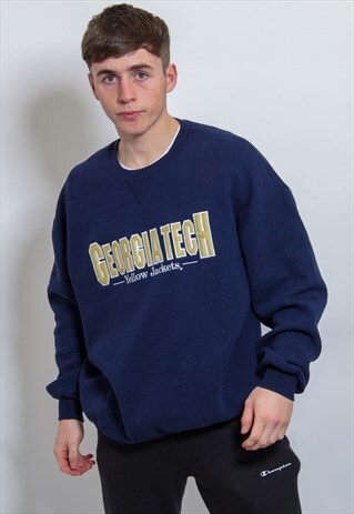 VINTAGE GEORGIA TECH LOGO SWEATSHIRT IN BLUE XL