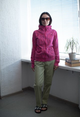 VINTAGE 90'S HOT PINK PATTERNED HOODIE