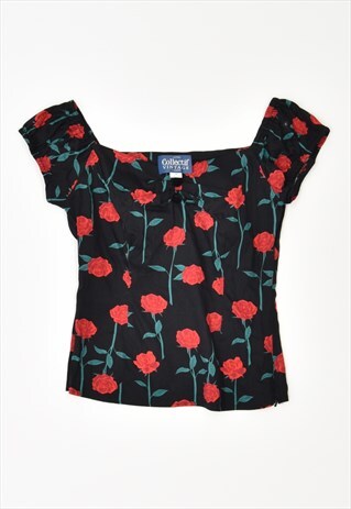 VINTAGE COLLECTIF VINTAGE VEST TOP FLORAL BLACK