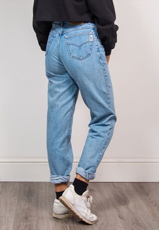 90'S VINTAGE LIGHT BLUE DENIM HIGH WAIST JEANS