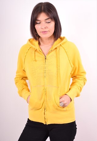 NIKE WOMENS VINTAGE HOODIE JACKET MEDIUM YELLOW 90S