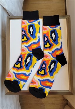 Abstract Pattern Cozy Socks in Black