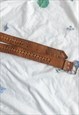 VINTAGE 70S TEXTURED BROWN LEATHER CLASSIC BELT BOHO