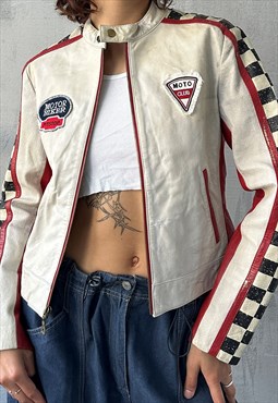 Vintage Y2K 00's Unisex Wilsons Leather White&Red Jacket