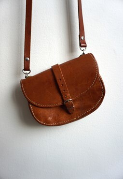 Vintage Brown Leather Hand Bag Purse Clutch Tote Bags