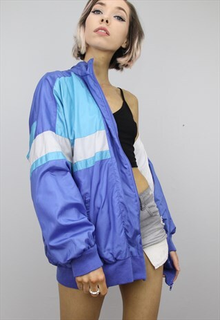 VINTAGE 80S 90S OVERSIZED SHELL SUIT FESTIVAL JACKET
