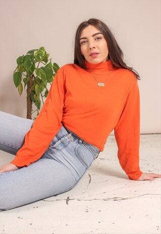 VINTAGE 90S TURTLE NECK JUMPER IN ORANGE