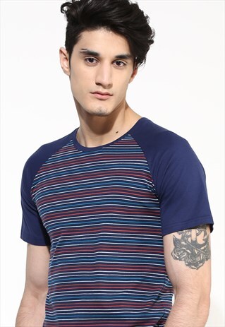 ORGANIC COTTON BASEBALL T-SHIRT. MEN'S STRIPE SHIRT