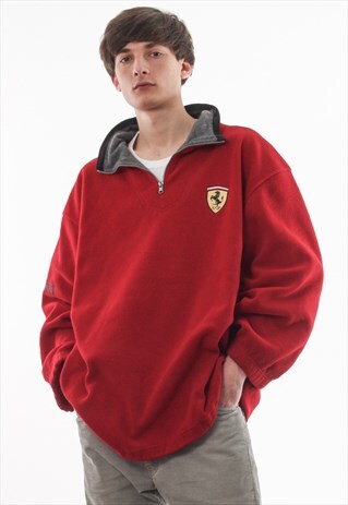 VINTAGE FERRARI RACING F1 PULLOVER JACKET 90S RED