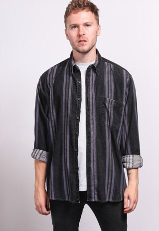 VINTAGE CORDUROY CORD STRIPED SHIRT