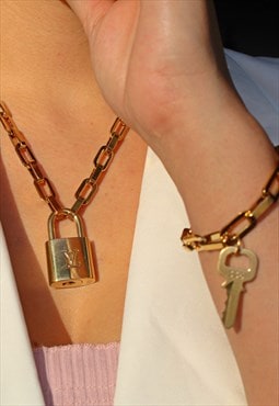 Louis Vuitton Padlock Necklace with key bracelet 