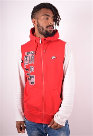 NIKE MENS VINTAGE HOODIE JACKET LARGE RED 90S