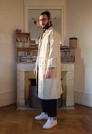 VINTAGE BURBERRY LONG CAR COAT TRENCH COAT (REF/1120)