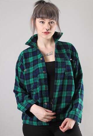 VINTAGE CHECK FLANNEL SHIRT SMALL