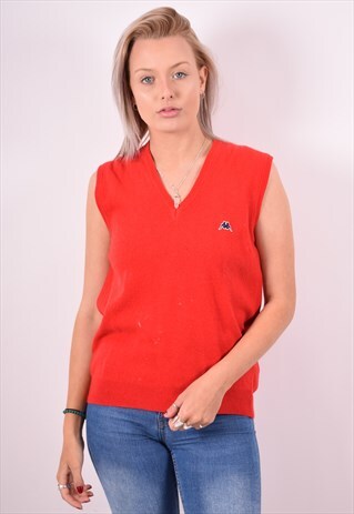 KAPPA WOMENS VINTAGE VEST TANK TOP MEDIUM RED 90S