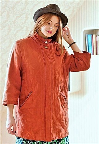 RUST VINTAGE PADDED QUILTED JACKET
