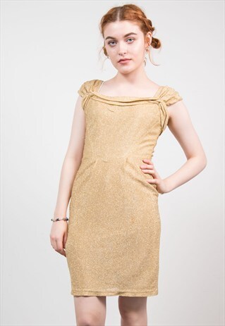 VINTAGE 70'S GOLD SPARKLY MINI DRESS