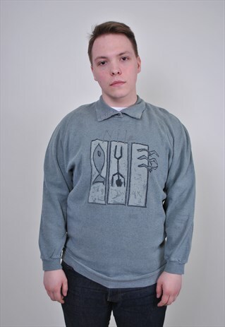 VINTAGE QUARTER ZIP SWEATSHIRT, MODERNIST PRINT SPRING SHIRT