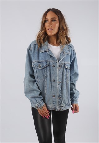 VINTAGE DENIM JACKET OVERSIZED FITTED UK 16 XL (HDL)
