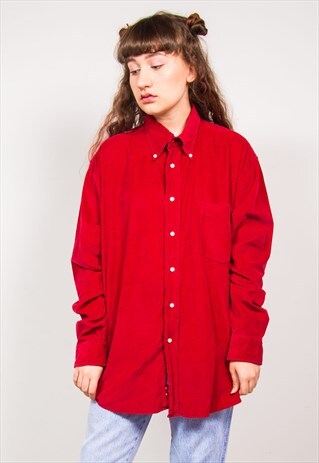 VINTAGE 90'S RED CORD OVERSIZED SHIRT
