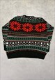 VINTAGE KNITTED JUMPER ABSTRACT FLOWER PATTERNED SWEATER