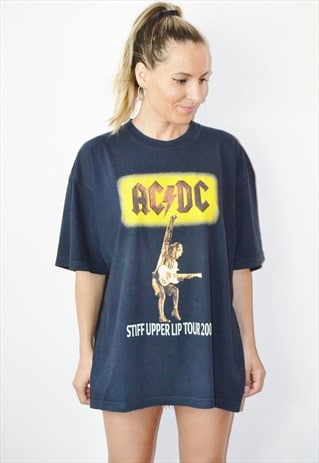 VINTAGE RARE AC/DC STIFF UPPER LIP TOUR 2000 BAND T-SHIRT