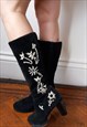 EMBROIDERY SUEDE BOOTS SIZE 5
